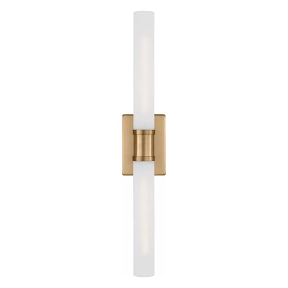Keaton Bath Wall Light in Satin Brass/Etched Glass (30-Inch).
