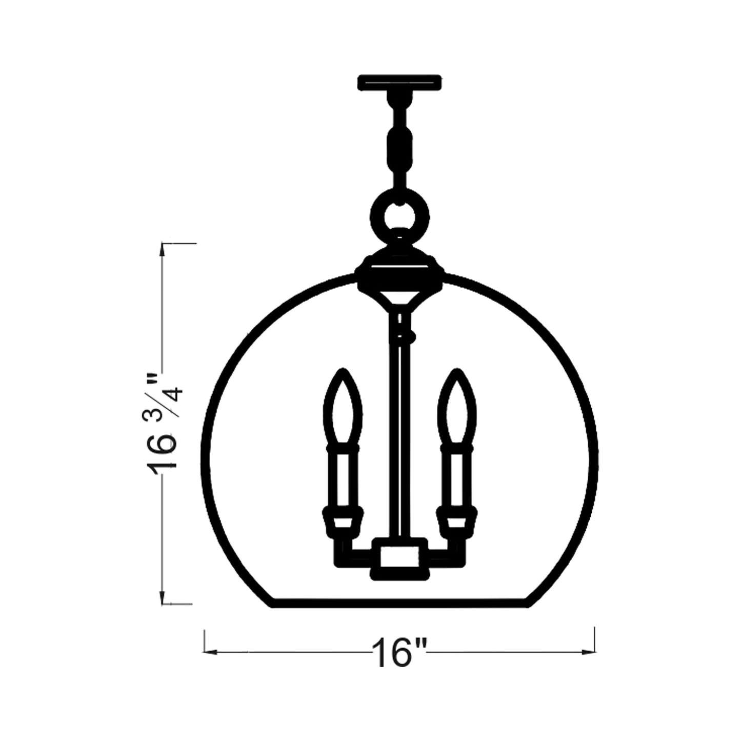 Lawler Pendant Light - line drawing.