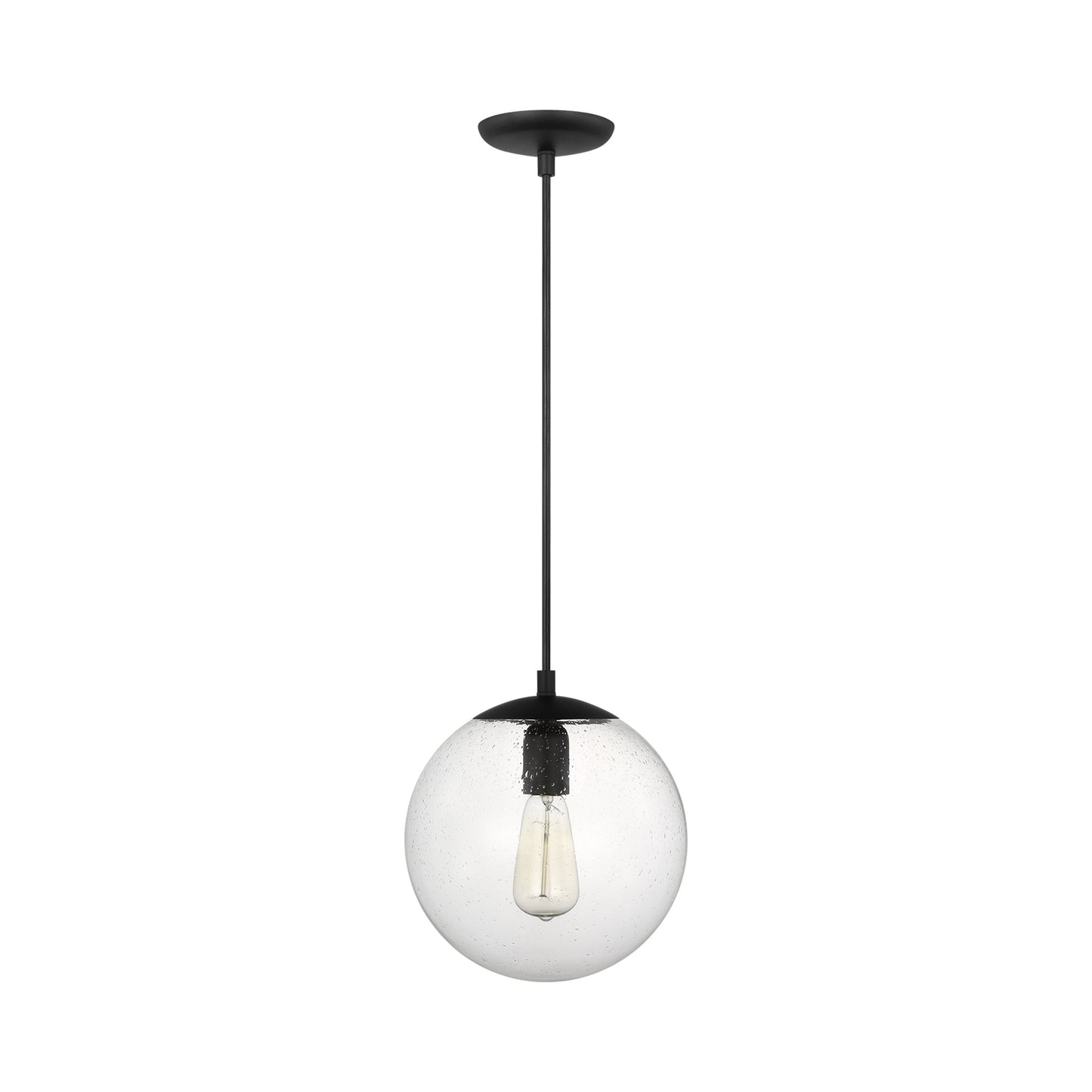 Leo Pendant Light in Midnight Black/Clear Seeded (10-Inch/Bulb Not Included & LED Bulb Included).