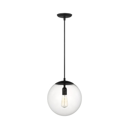 Leo Pendant Light in Midnight Black/Clear Seeded (12-Inch/Bulb Not Included & LED Bulb Included).