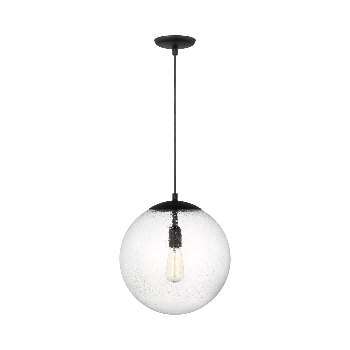 Leo Pendant Light in Midnight Black/Clear Seeded (14-Inch/Bulb Not Included& LED Bulb Included).