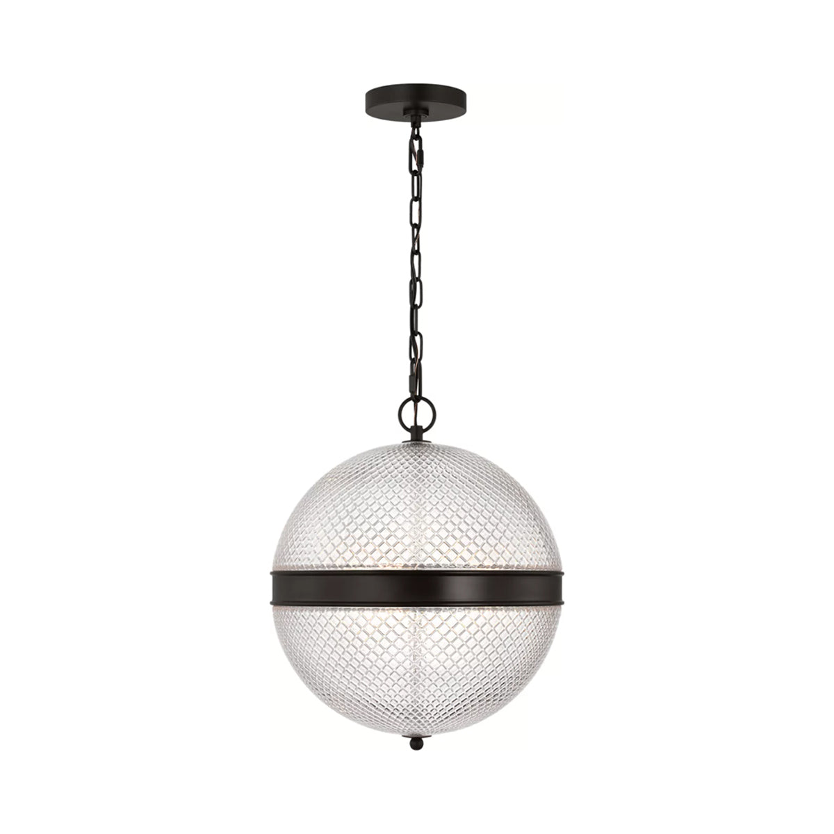 Lucinda Globe Pendant Light in Aged Iron.