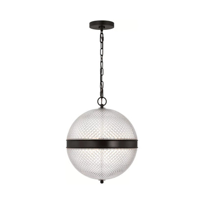 Lucinda Globe Pendant Light in Aged Iron.