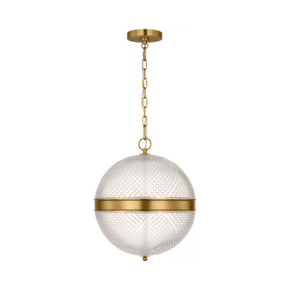 Lucinda Globe Pendant Light in Burnished Brass.