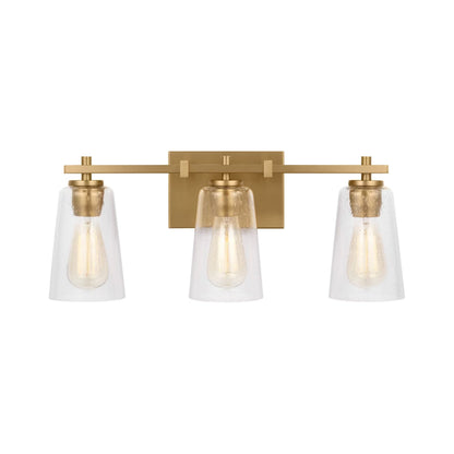 Mercer Bath Vanity Light in Burnished Brass (3-Light).