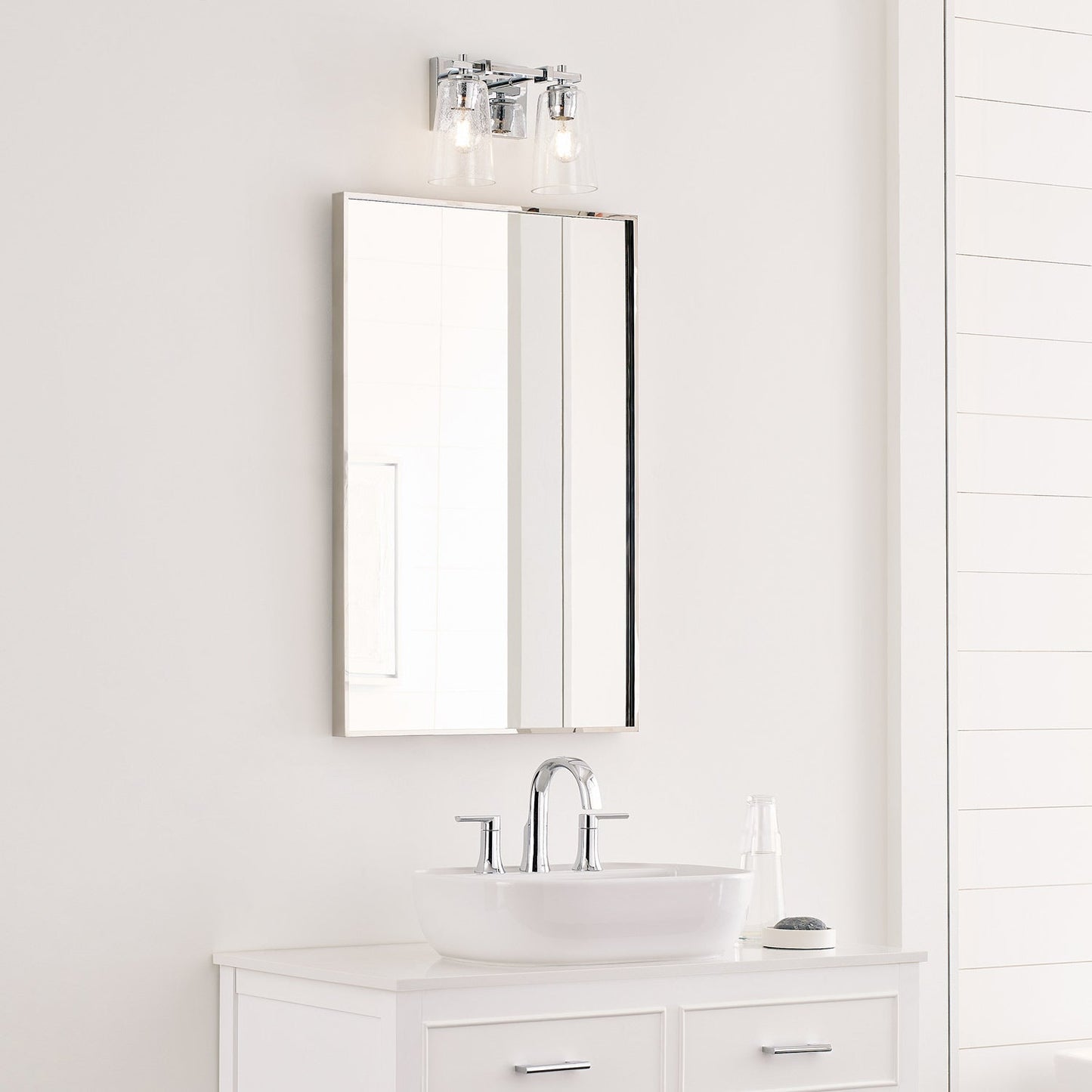 Mercer Bath Vanity Light in bathroom.