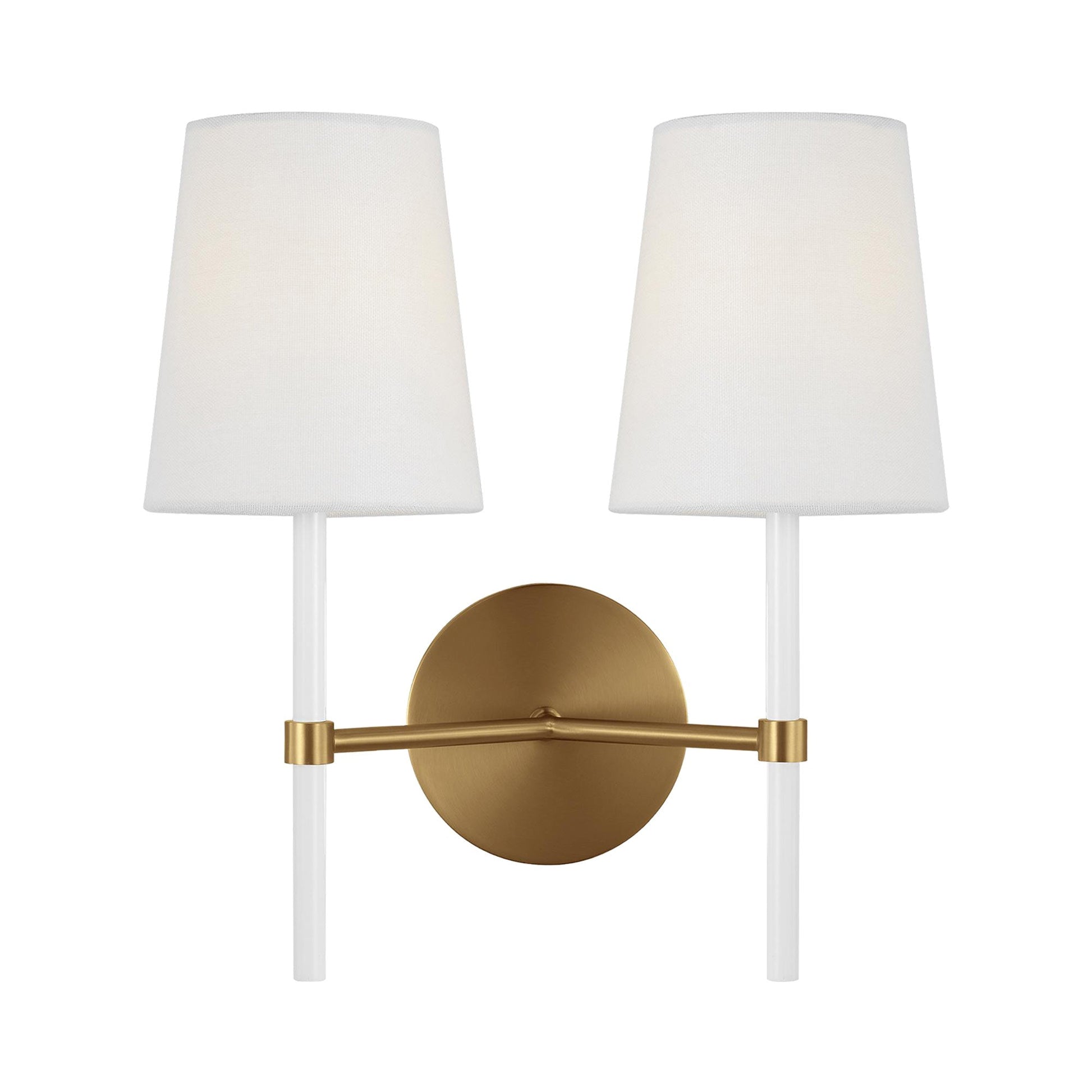 Monroe Bath Wall Light in Burnished Brass/White (2-Light).