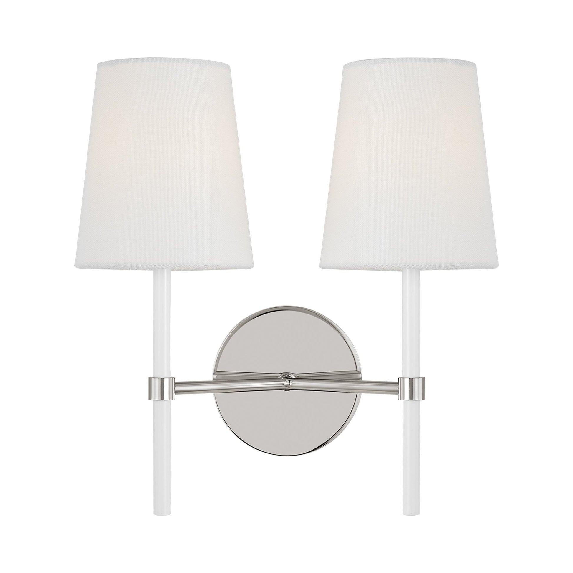 Monroe Bath Wall Light in Polished Nickel/White (2-Light).