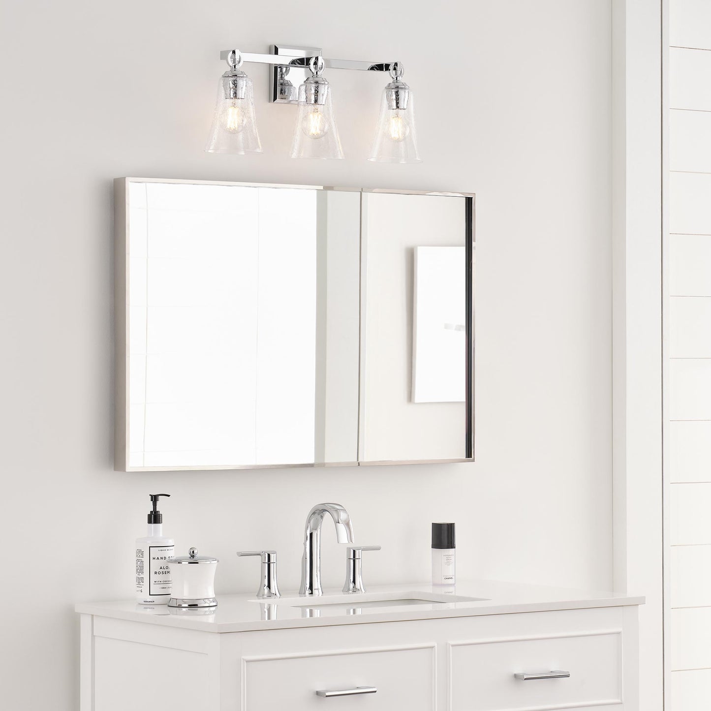 Monterro Bath Vanity Light in bathroom.