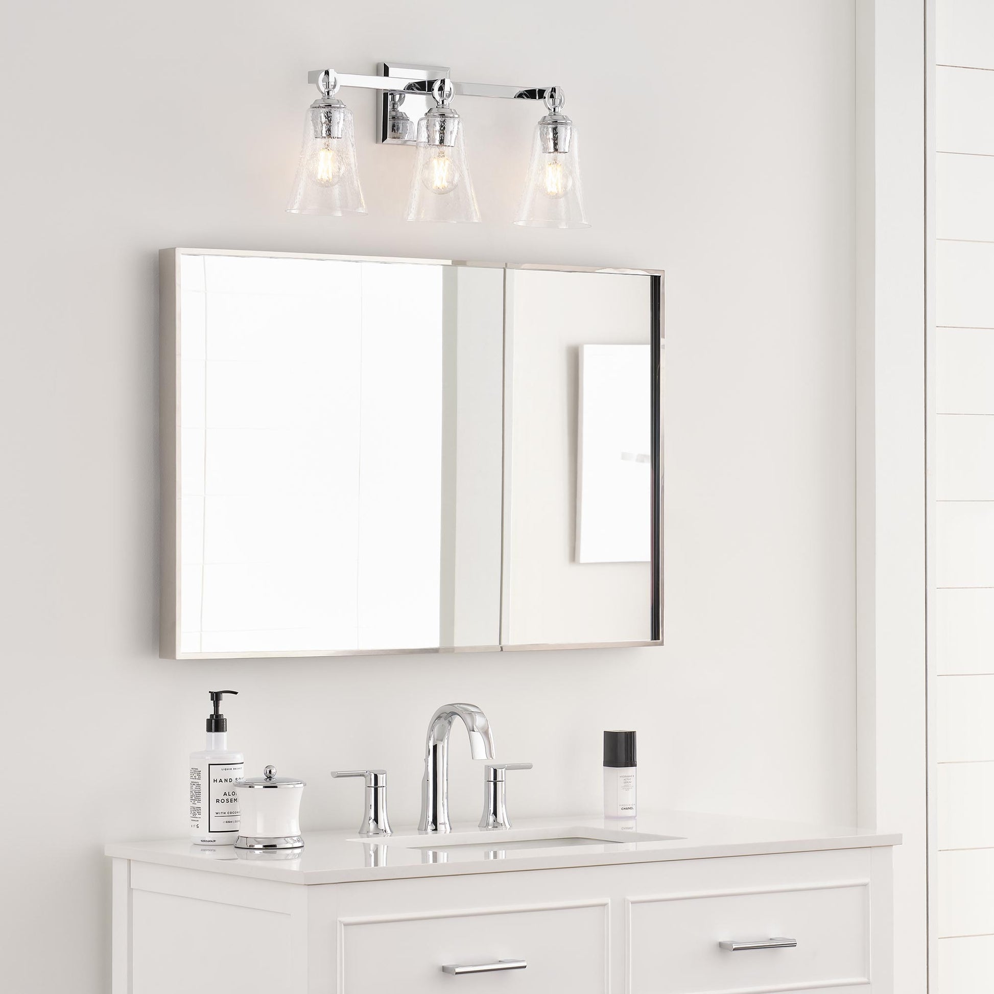 Monterro Bath Vanity Light in bathroom.