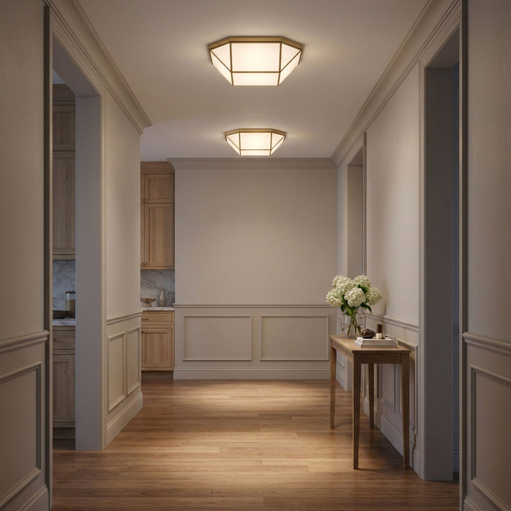Morrison Flush Mount Ceiling Light in hallway.