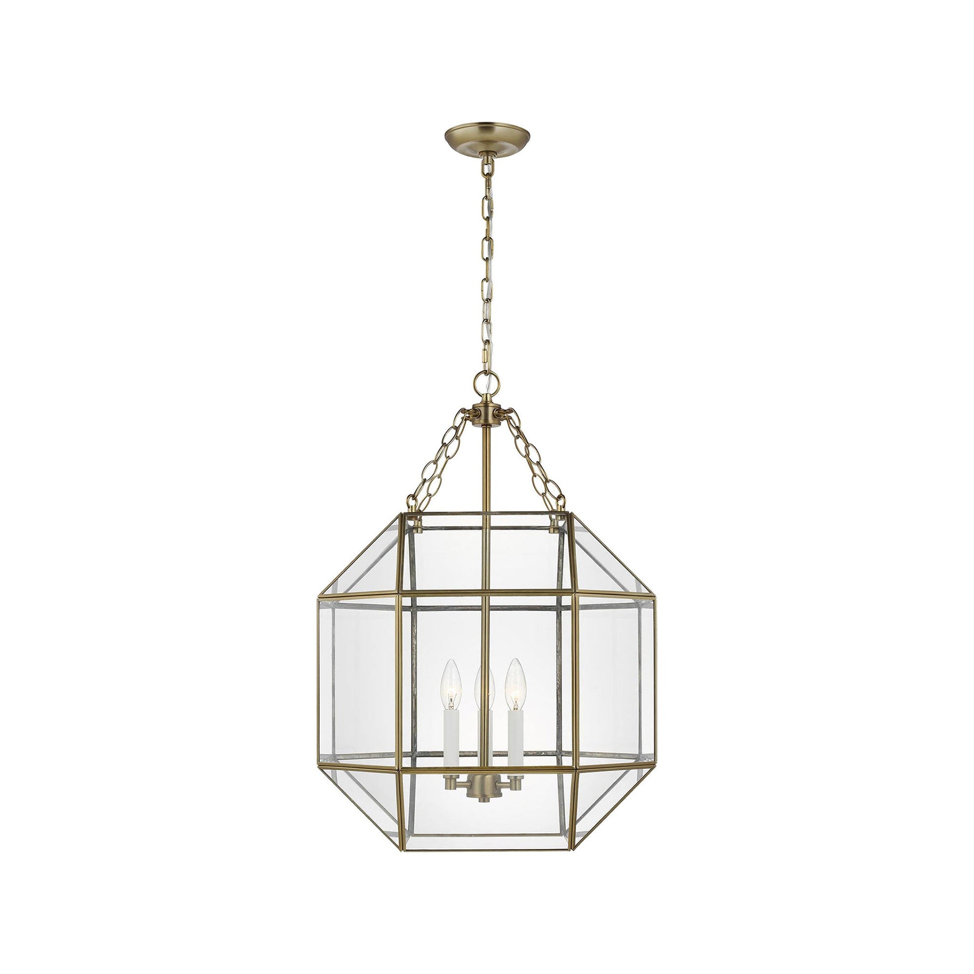 Morrison Pendant Light in Satin Brass/Clear (Medium).