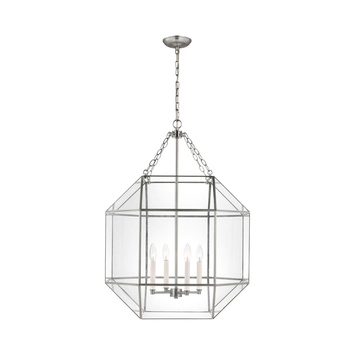 Morrison Pendant Light in Brushed Nickel/Clear (Large).