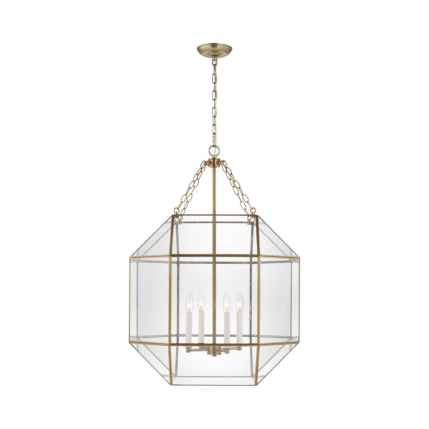 Morrison Pendant Light in Satin Brass/Clear (Large).
