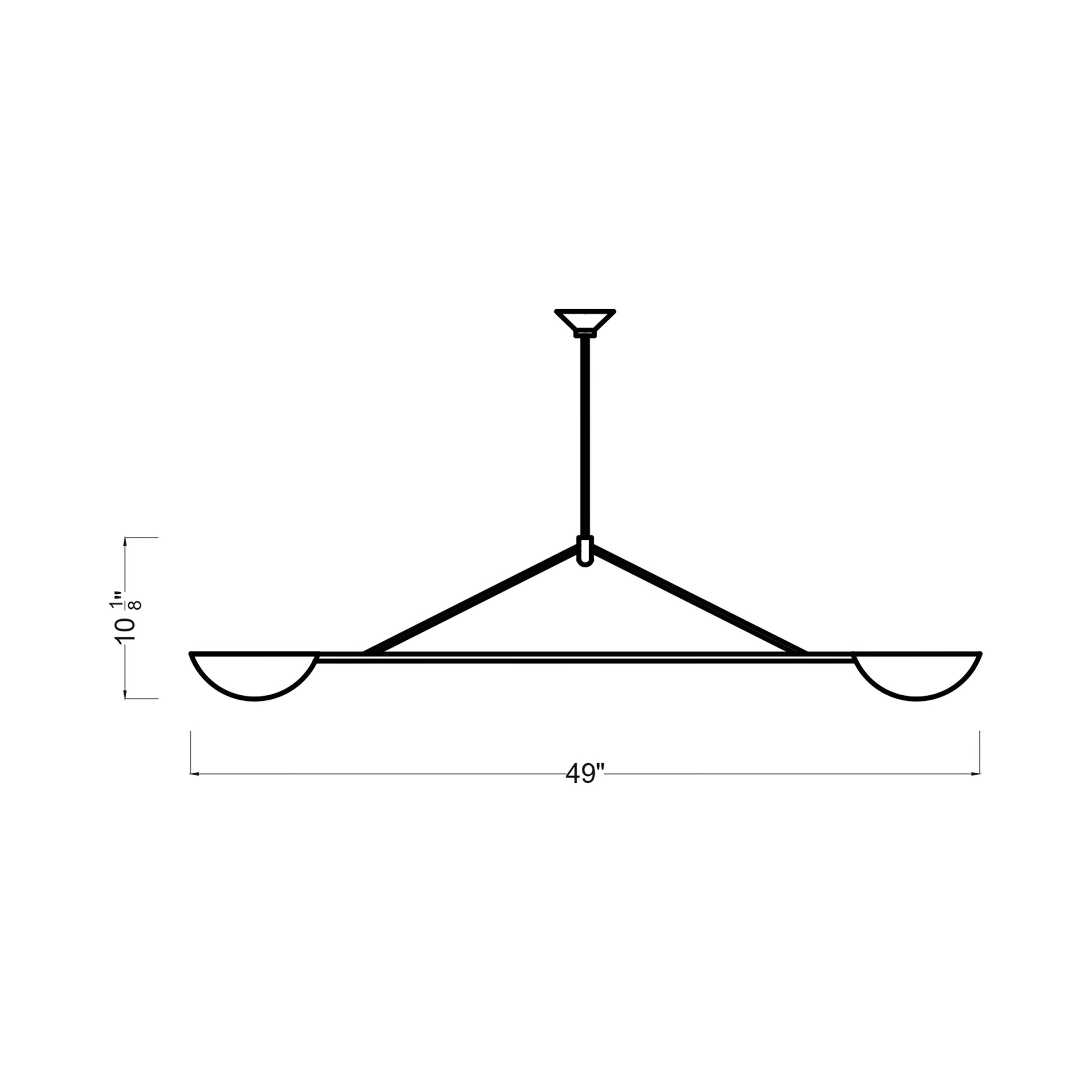 Nevel Linear Chandelier - line drawing.