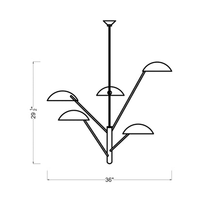 Nevel Tall Chandelier - line drawing.