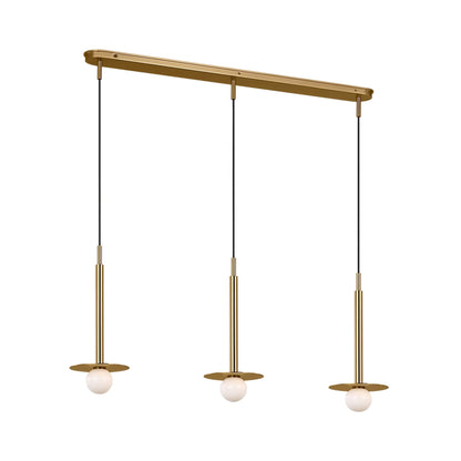 Nodes Linear Pendant Light in Burnished Brass.