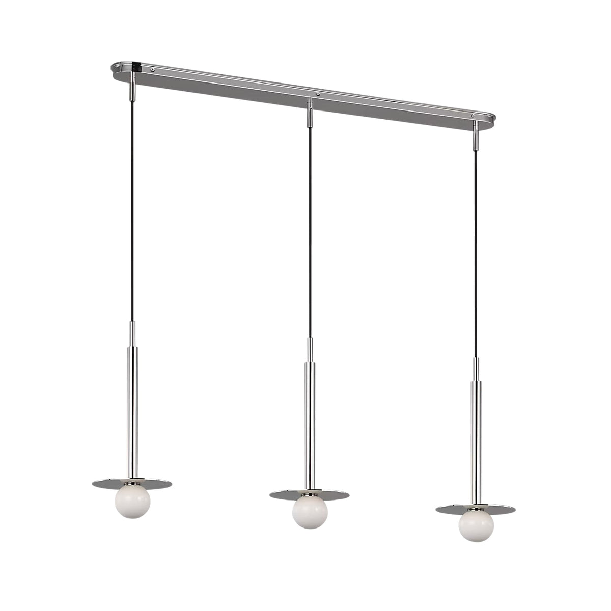 Nodes Linear Pendant Light in Polished Nickel.