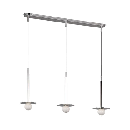 Nodes Linear Pendant Light in Polished Nickel.