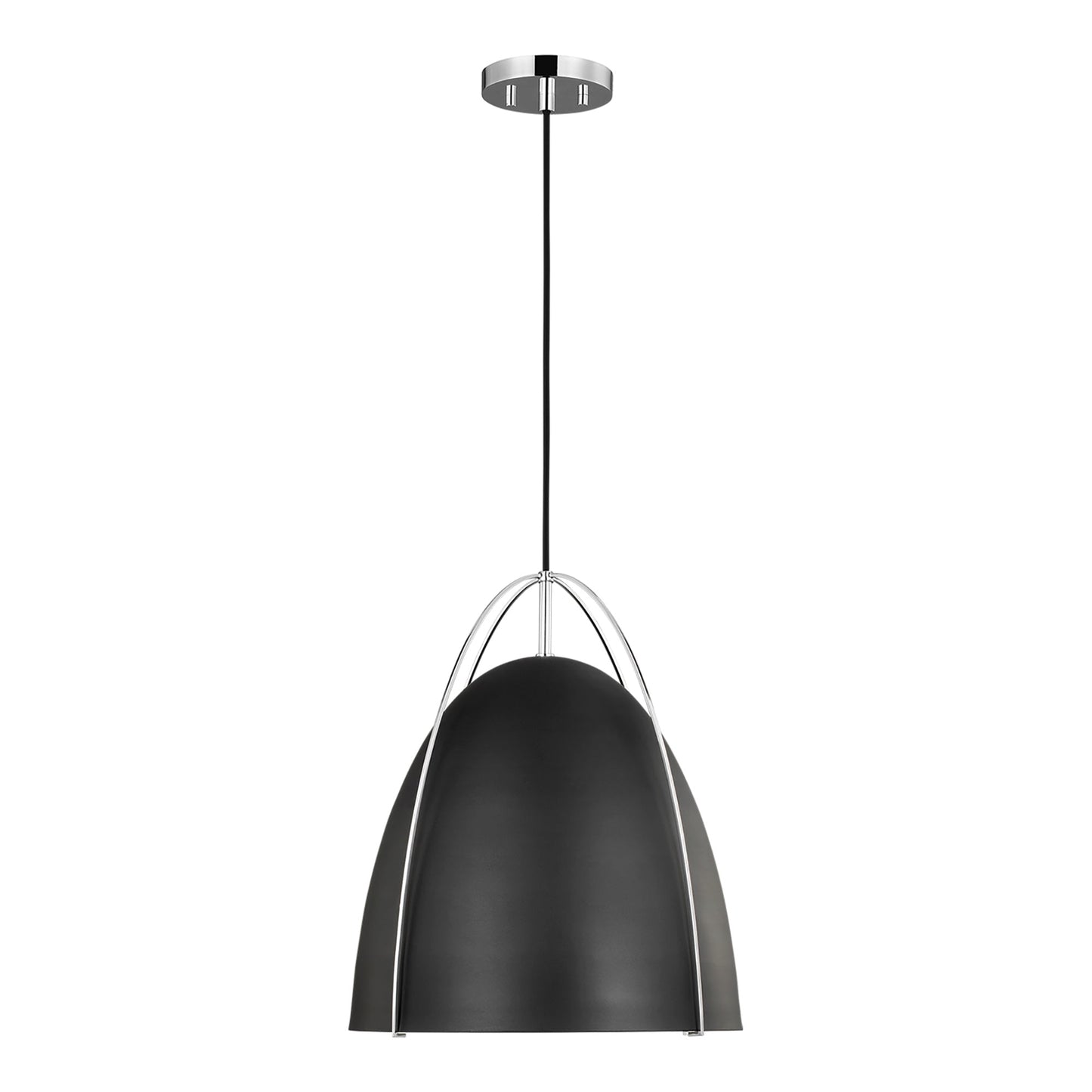 Norman Pendant Light in Chrome/Midnight Black (Large).