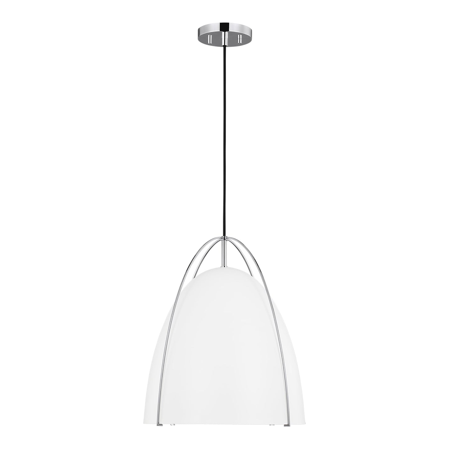 Norman Pendant Light in Chrome/Matte White (Large).