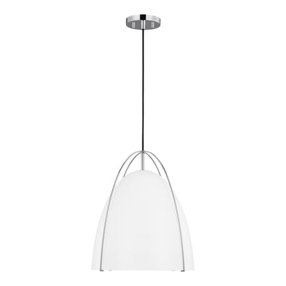 Norman Pendant Light in Chrome/Matte White (Large).