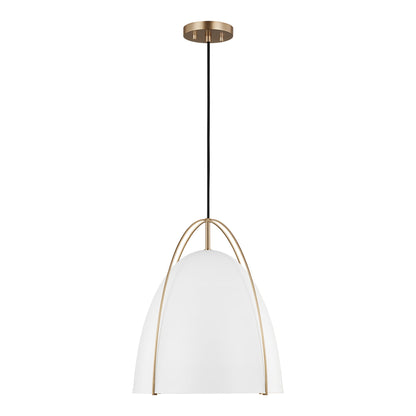 Norman Pendant Light in Satin Brass/Matte White (Large).