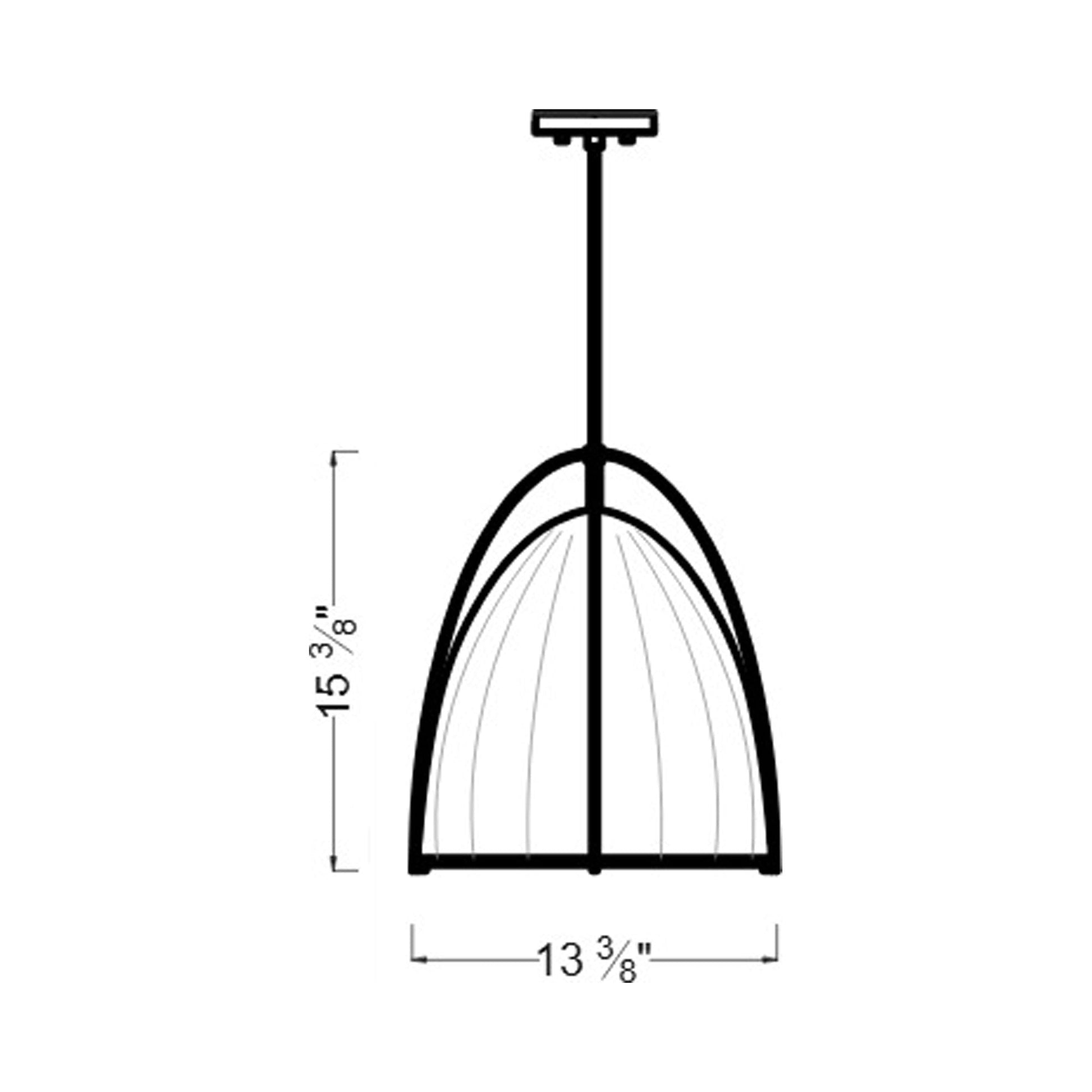 Norman Rattan Pendant Light - line drawing.