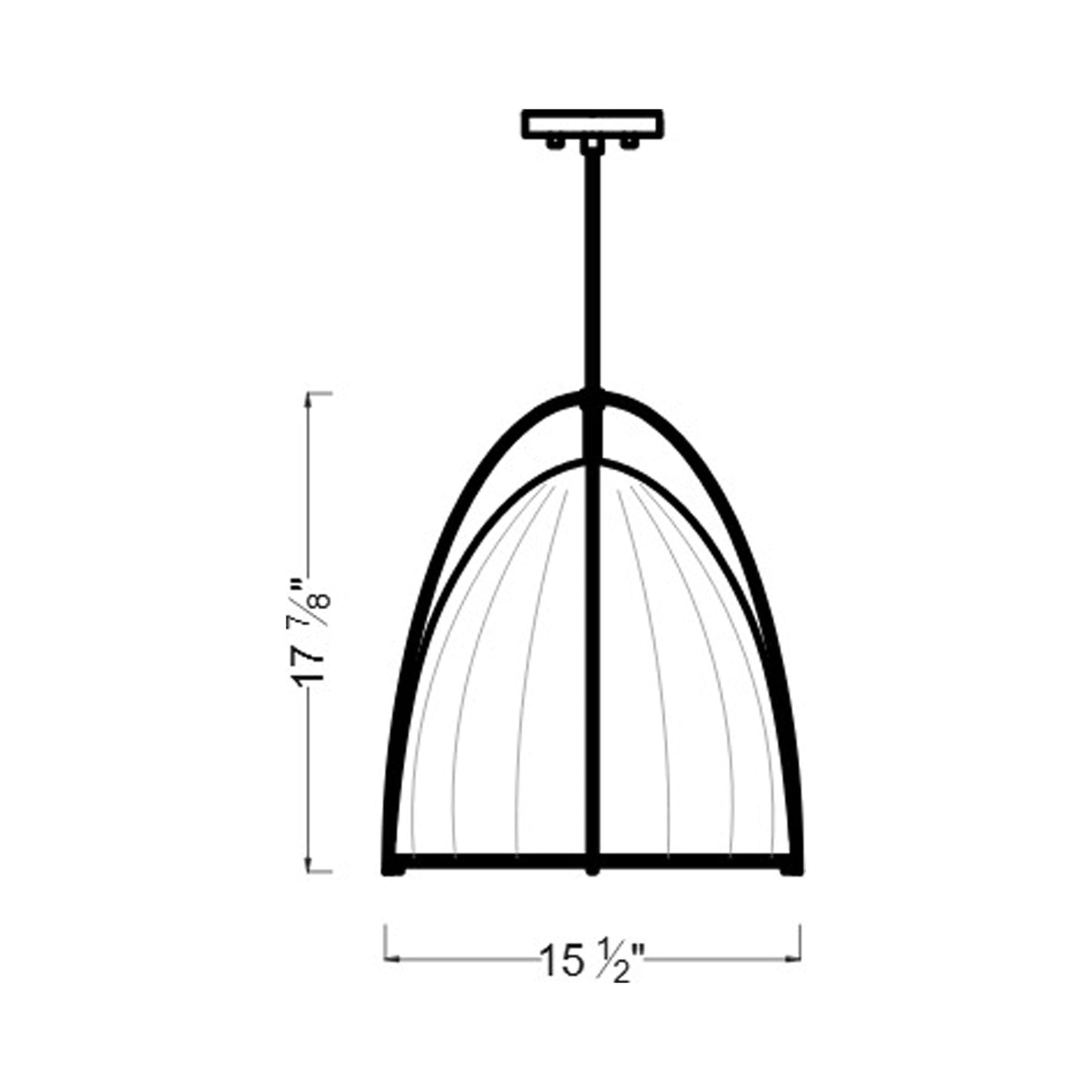 Norman Rattan Pendant Light - line drawing.
