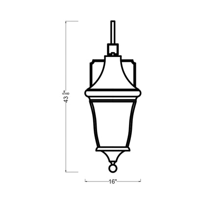 Oakmont Outdoor Wall Light - line drawing.