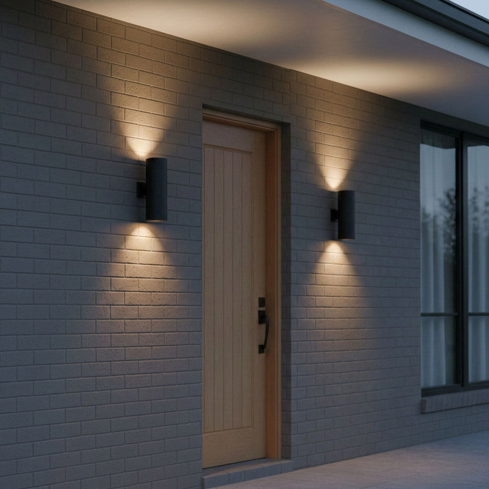 Outdoor Cylinders Two Light Wall Light in Outside Area.
