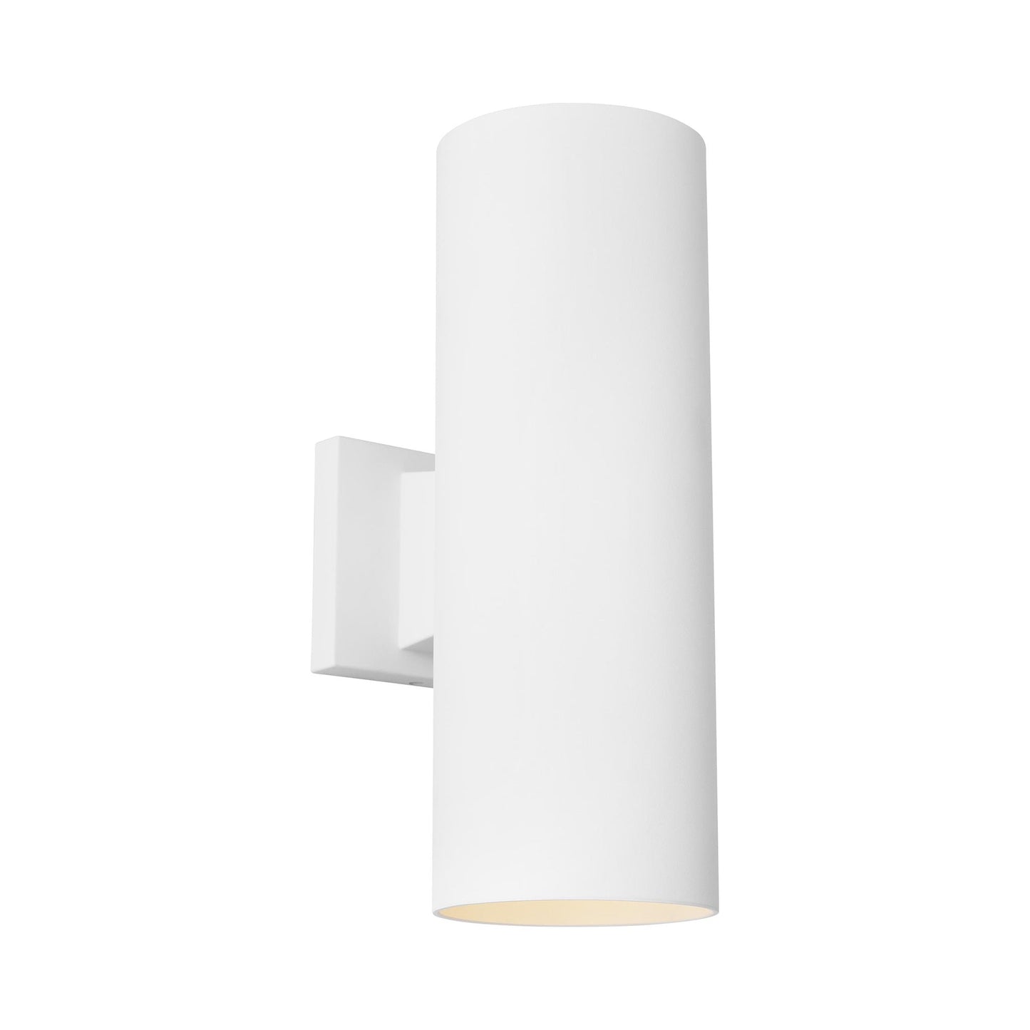 Outdoor Cylinders Two Light Wall Light in Textured White (Small).