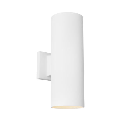 Outdoor Cylinders Two Light Wall Light in Textured White (Small).