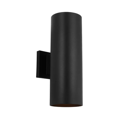 Outdoor Cylinders Wall Light in Textured Black (14.25-Inch).
