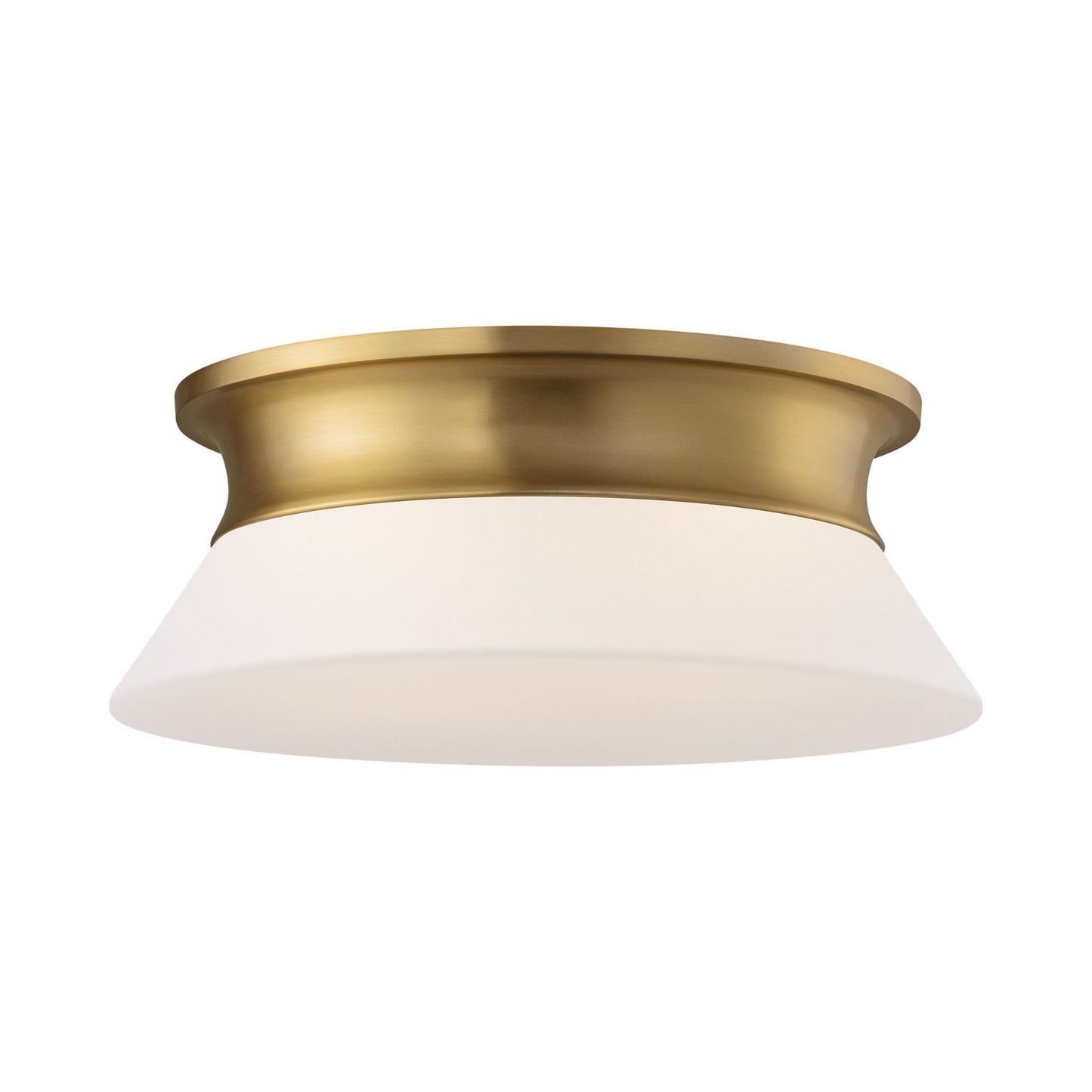 Panos Flush Mount Ceiling Light in Burnished Brass.
