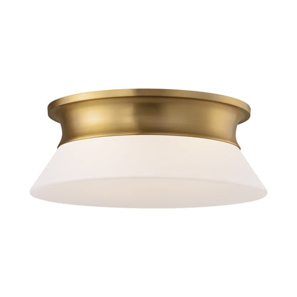 Panos Flush Mount Ceiling Light in Burnished Brass.