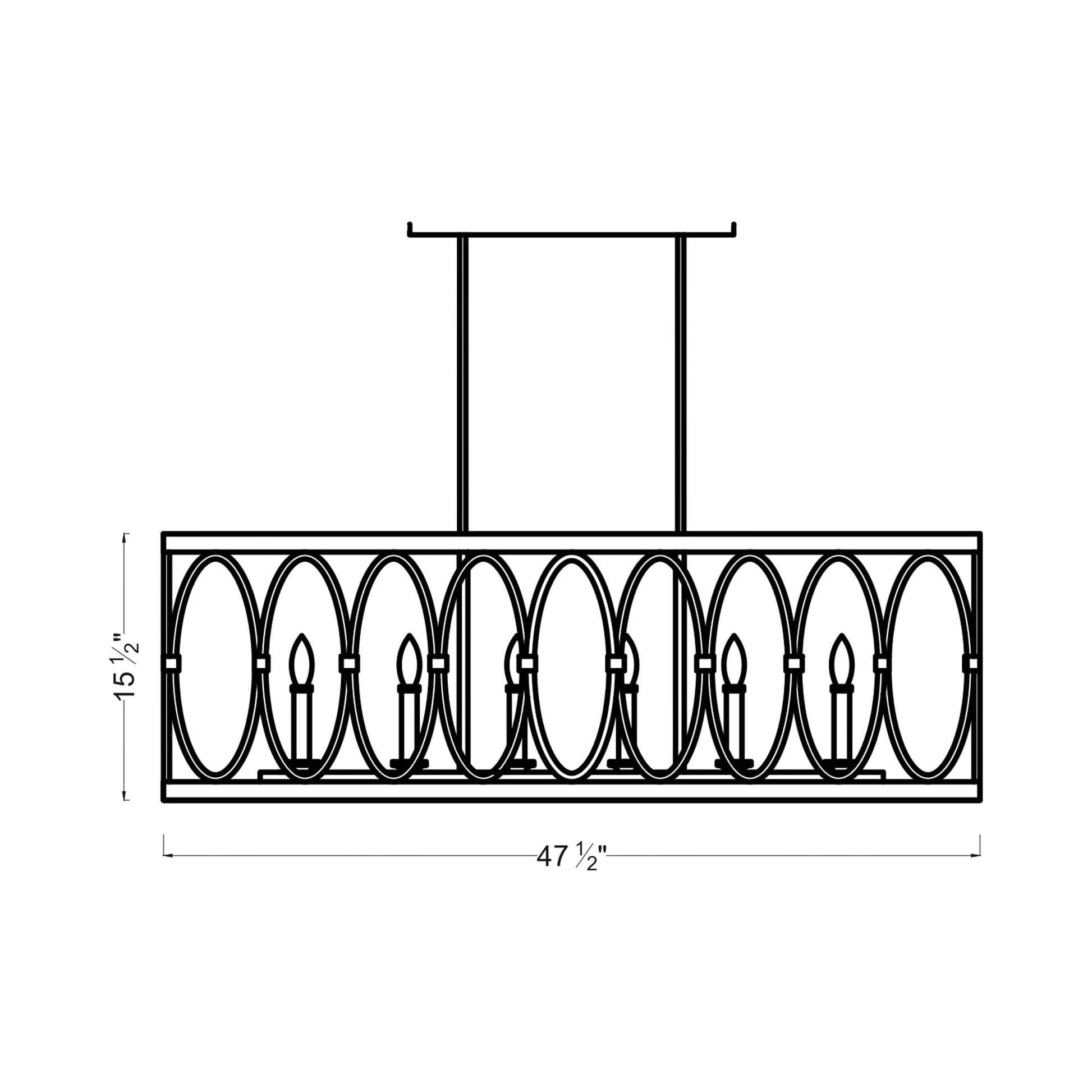Patrice Linear Chandelier - line drawing.