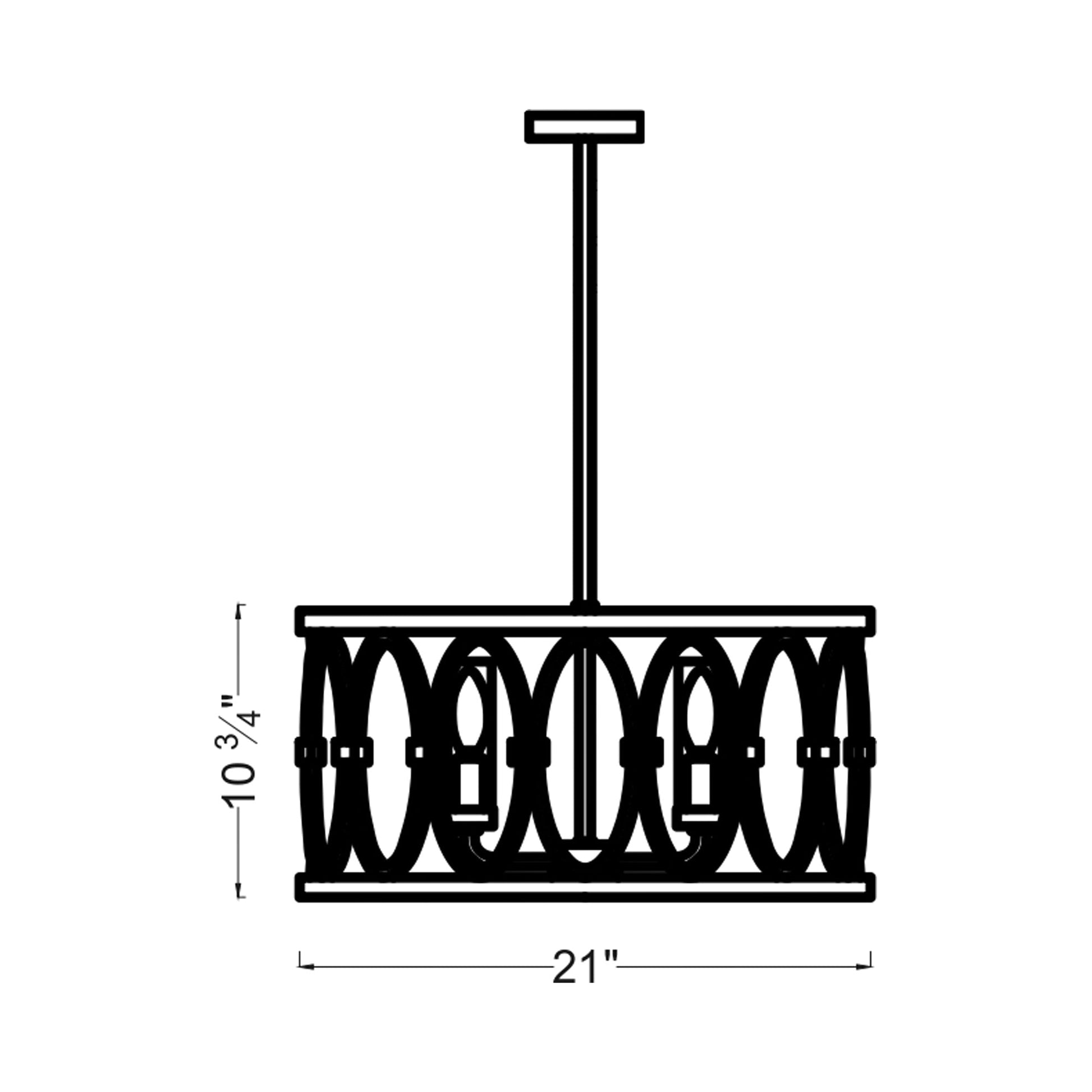 Patrice Outdoor Chandelier - line drawing.