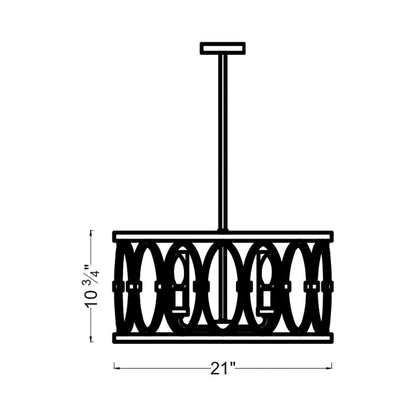 Patrice Outdoor Chandelier - line drawing.
