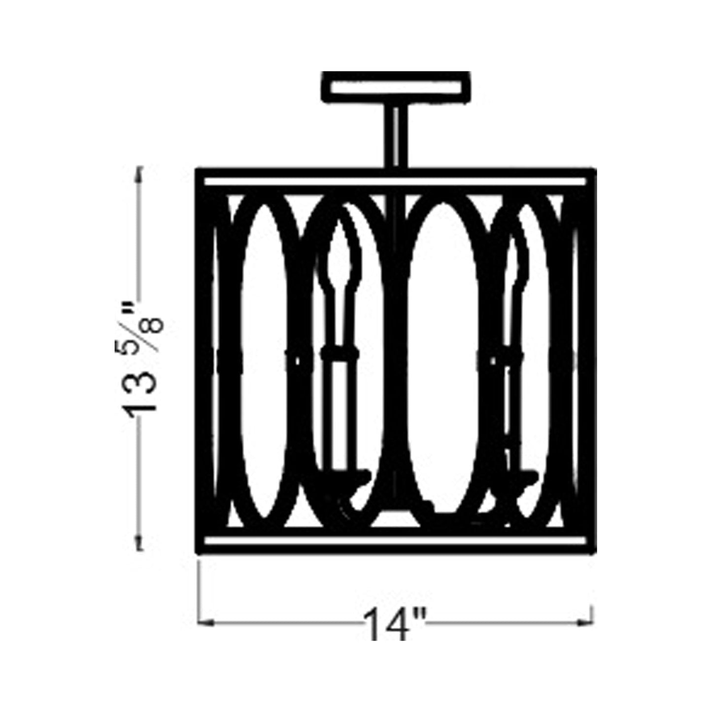 Patrice Semi-Flush Mount Ceiling Light - line drawing.