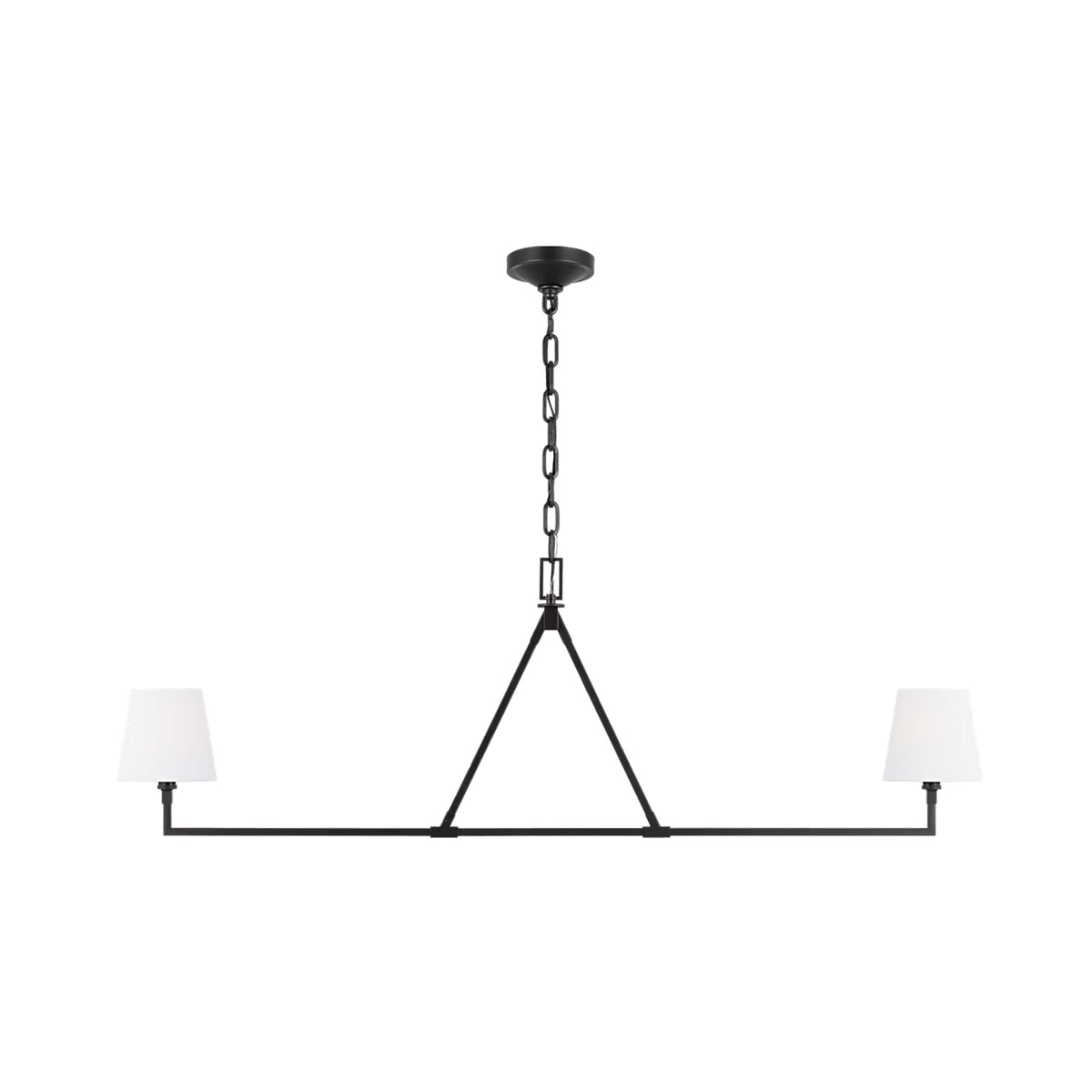 Perth Linear Chandelier in Aged Iron.