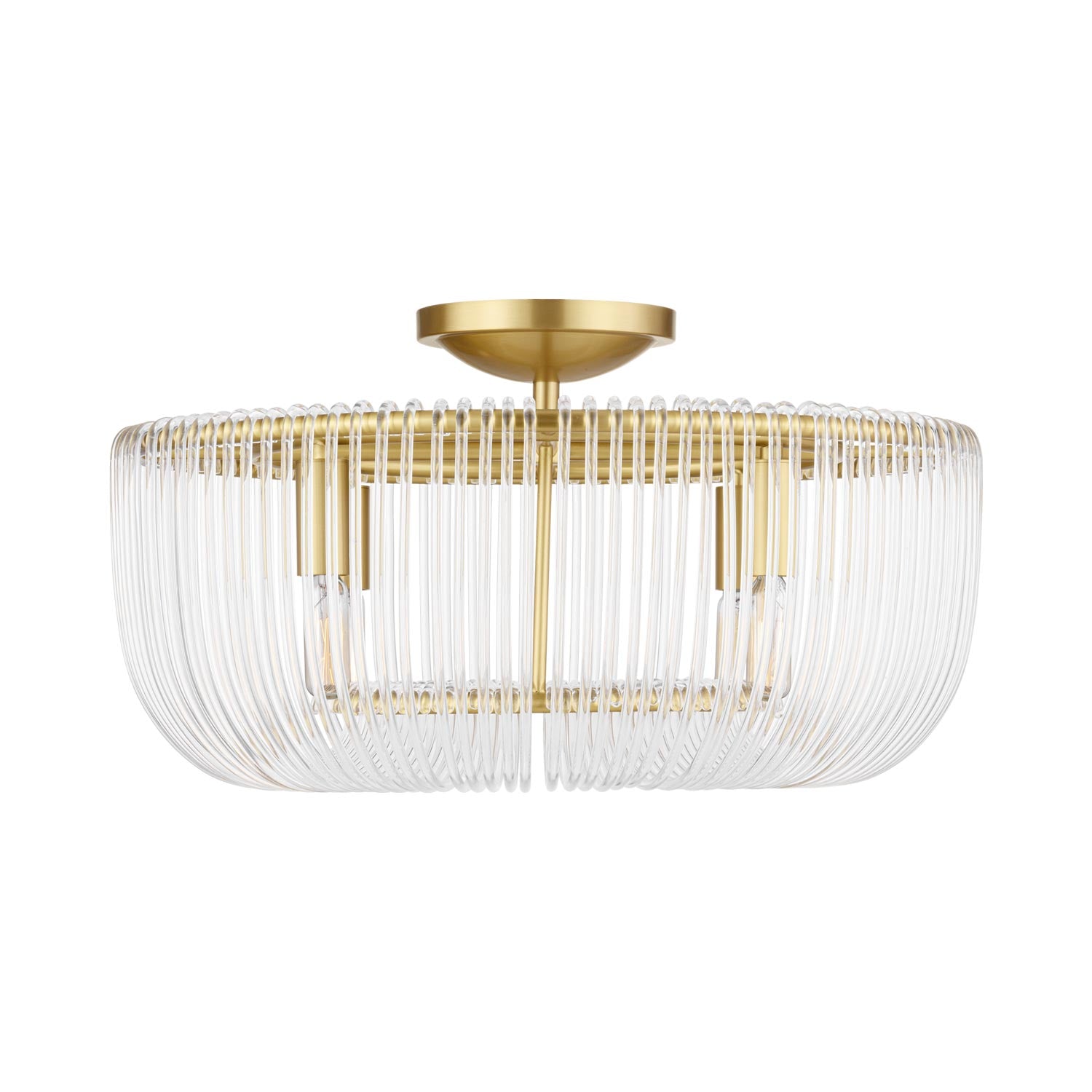 Pierce Semi Flush Mount Ceiling Light in Burnished Brass.