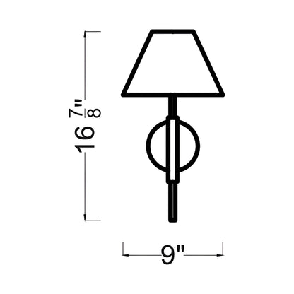 Porteau Bath Wall Light - line drawing.