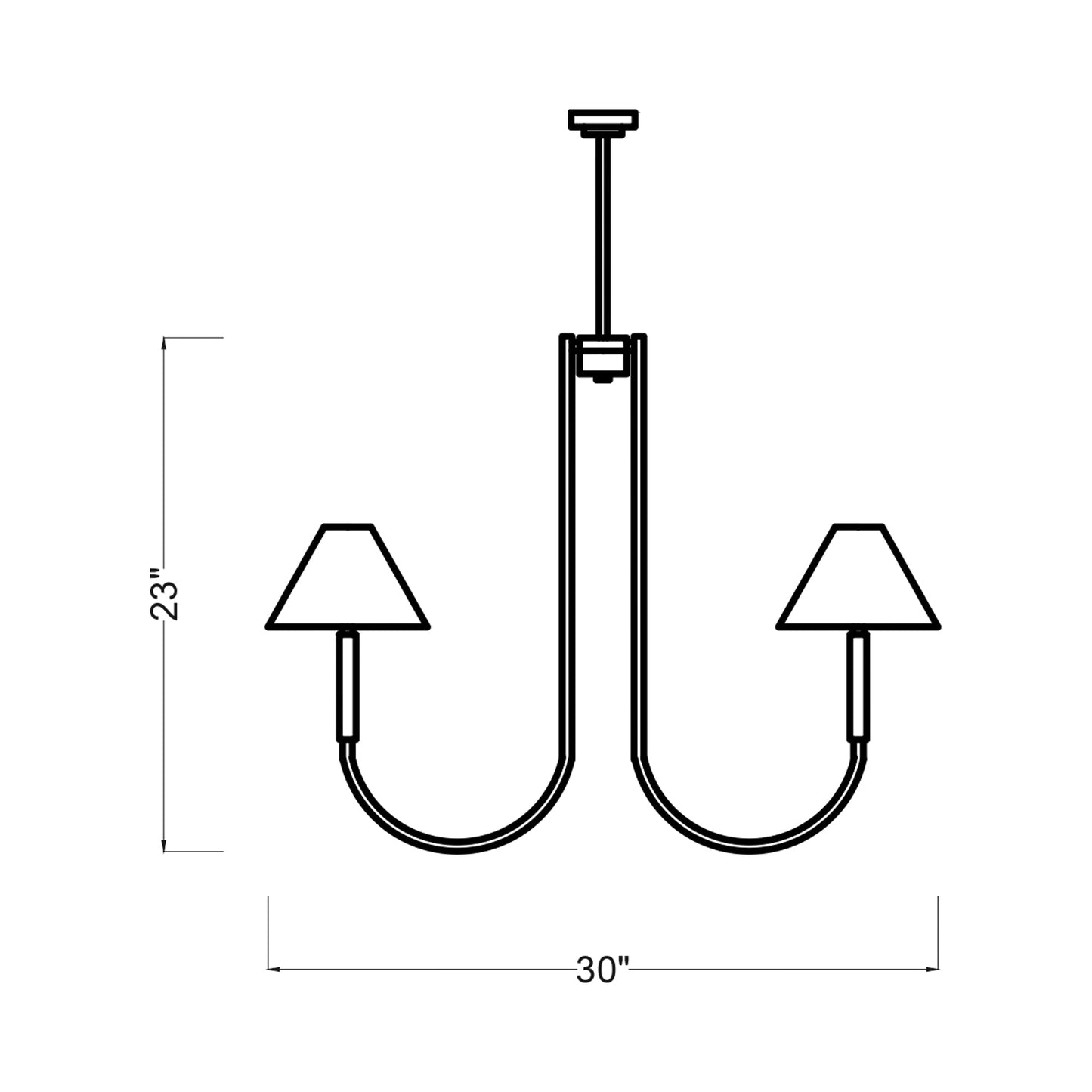 Porteau Chandelier - line drawing.
