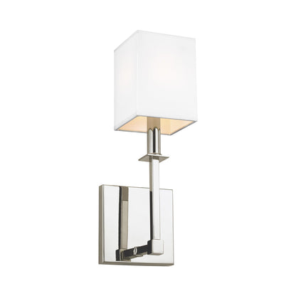 Quinn Bath Wall Light in Polished Nickel.