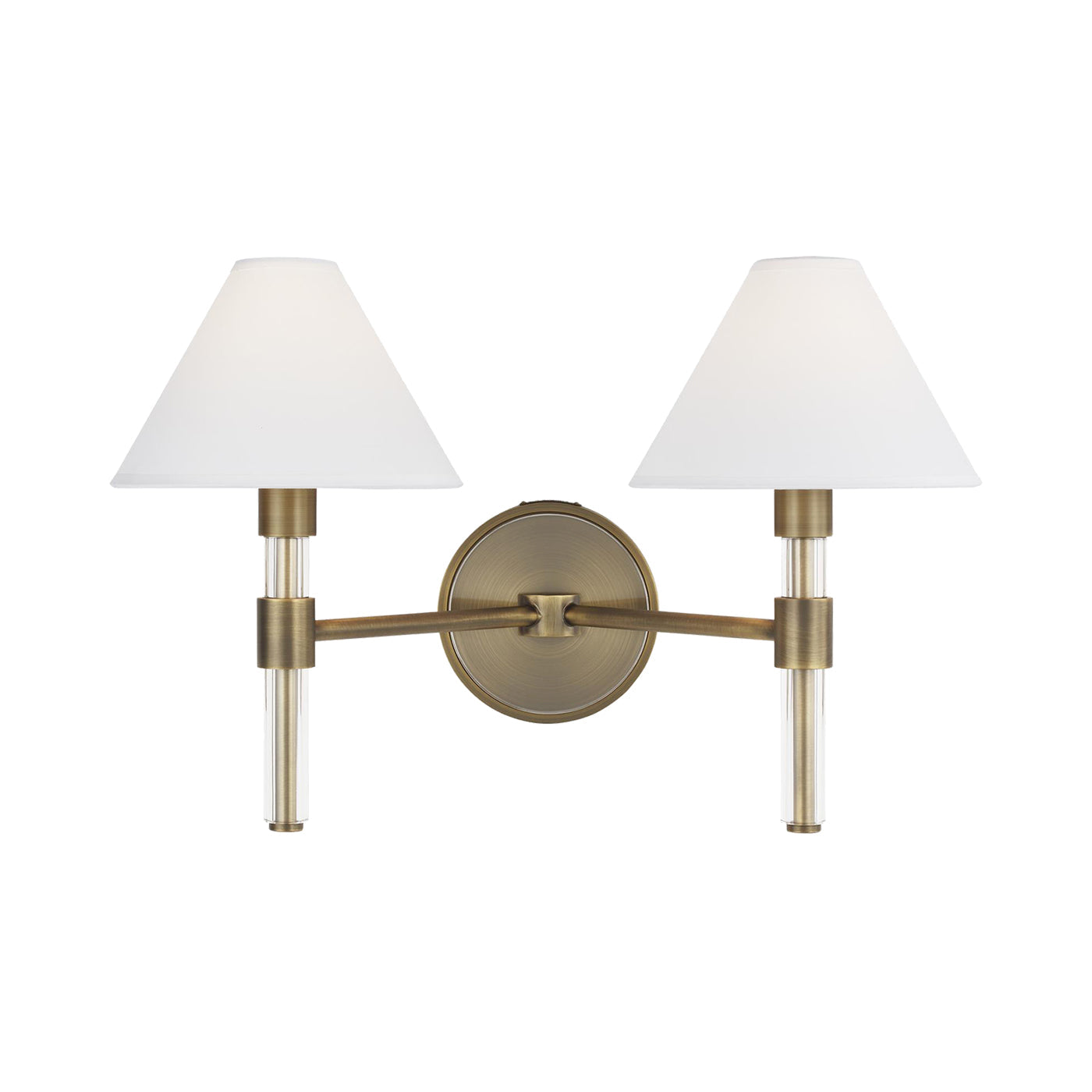 Robert Bath Vanity Light in Time Worn Brass (2-Light).