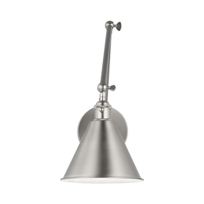 Salem Double Arm One Bath Wall Light in Brushed Nickel.