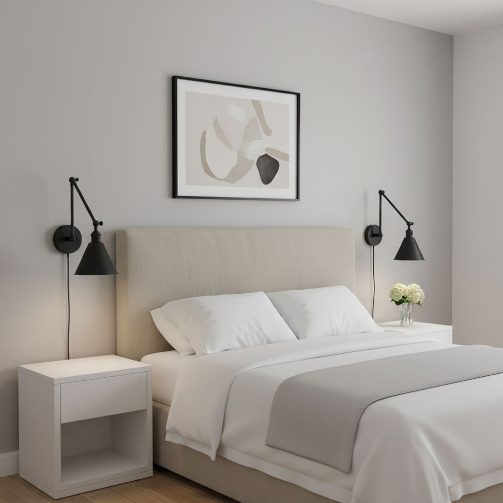 Salem Double Arm One Bath Wall Light in bedroom.