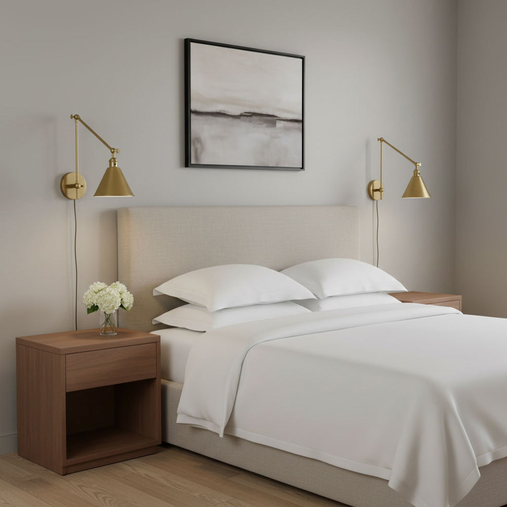 Salem Double Arm One Bath Wall Light in bedroom.