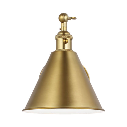 Salem Single Arm One Wall Light in Satin Brass.